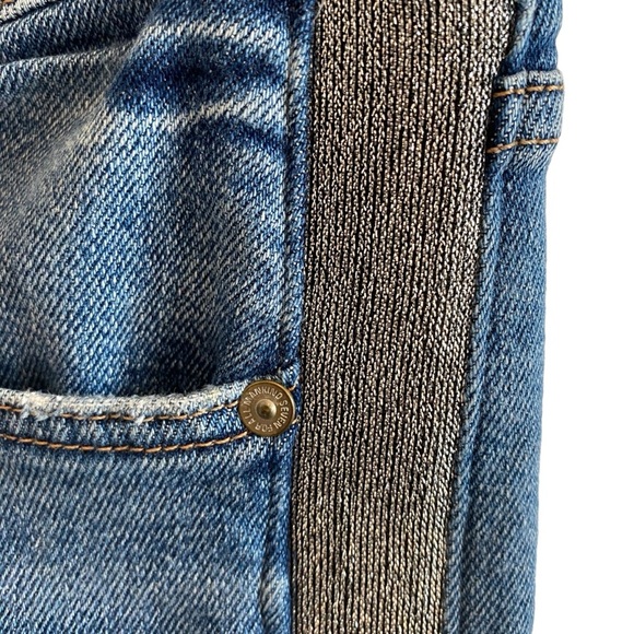 7 For All Mankind High Waist Ankle Skinny Jeans With Silver Shimmer Side Stripe - Picture 6 of 14